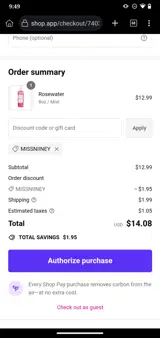 MISSNIINEY coupon verification screenshot