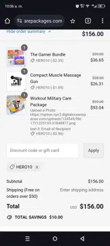 Hero10 coupon verification screenshot