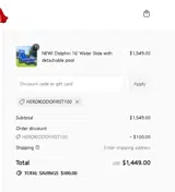 HEROKIDDOFIRST100 coupon verification screenshot