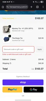 TIEDROP10 coupon verification screenshot