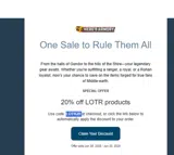 LOTR20 coupon verification screenshot
