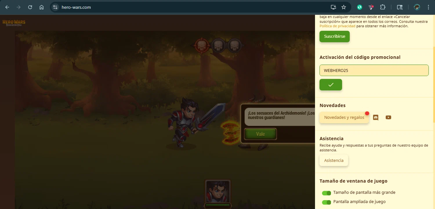 Hero Wars promo code screenshot showing code WEBHERO25 applied at Hero Wars checkout page. Uploaded by SimplyCodes community member xAngel on Oct 27, 2025