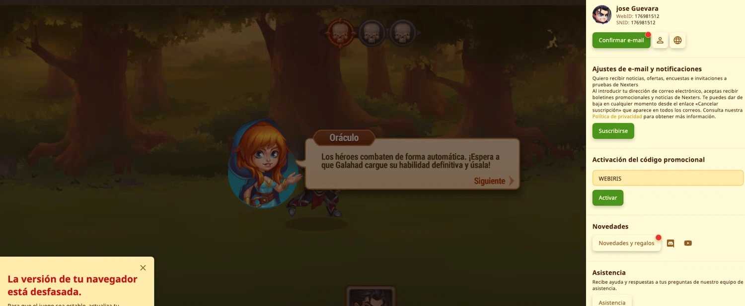 Hero Wars promo code screenshot showing code WEBIRIS applied at Hero Wars checkout page. Uploaded by SimplyCodes community member ELOIN777 on Dec 9, 2025