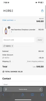Her10 coupon verification screenshot
