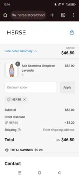 Her10 coupon verification screenshot
