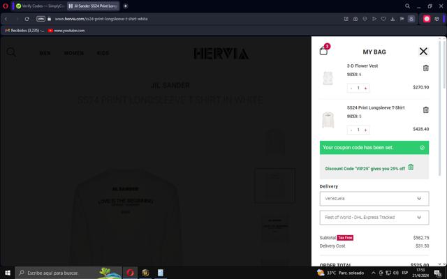 Hervia checkout page showing Hervia discount code box | Screenshot taken by SimplyCodes community member on Apr 21, 2024