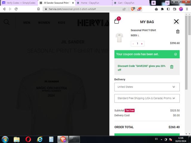Hervia checkout page showing Hervia discount code box | Screenshot taken by SimplyCodes community member on Mar 18, 2024