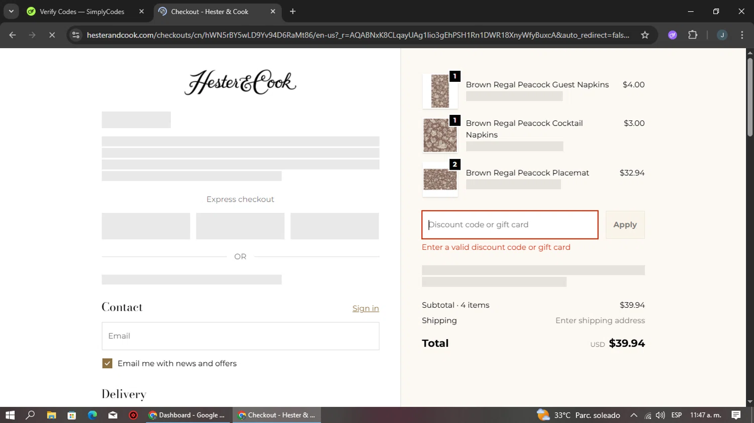 Hester & Cook promo code screenshot showing code THEIRONVICTORIAN15 applied at Hester & Cook checkout page. Uploaded by SimplyCodes community member TEAMSimplyCodes on Nov 29, 2025