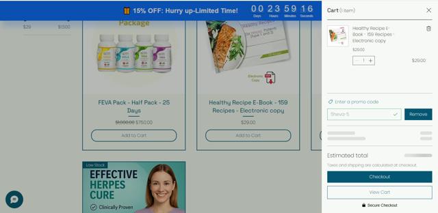 HEVA checkout page showing HEVA promo code box | Screenshot taken by SimplyCodes community member on Jul 31, 2025