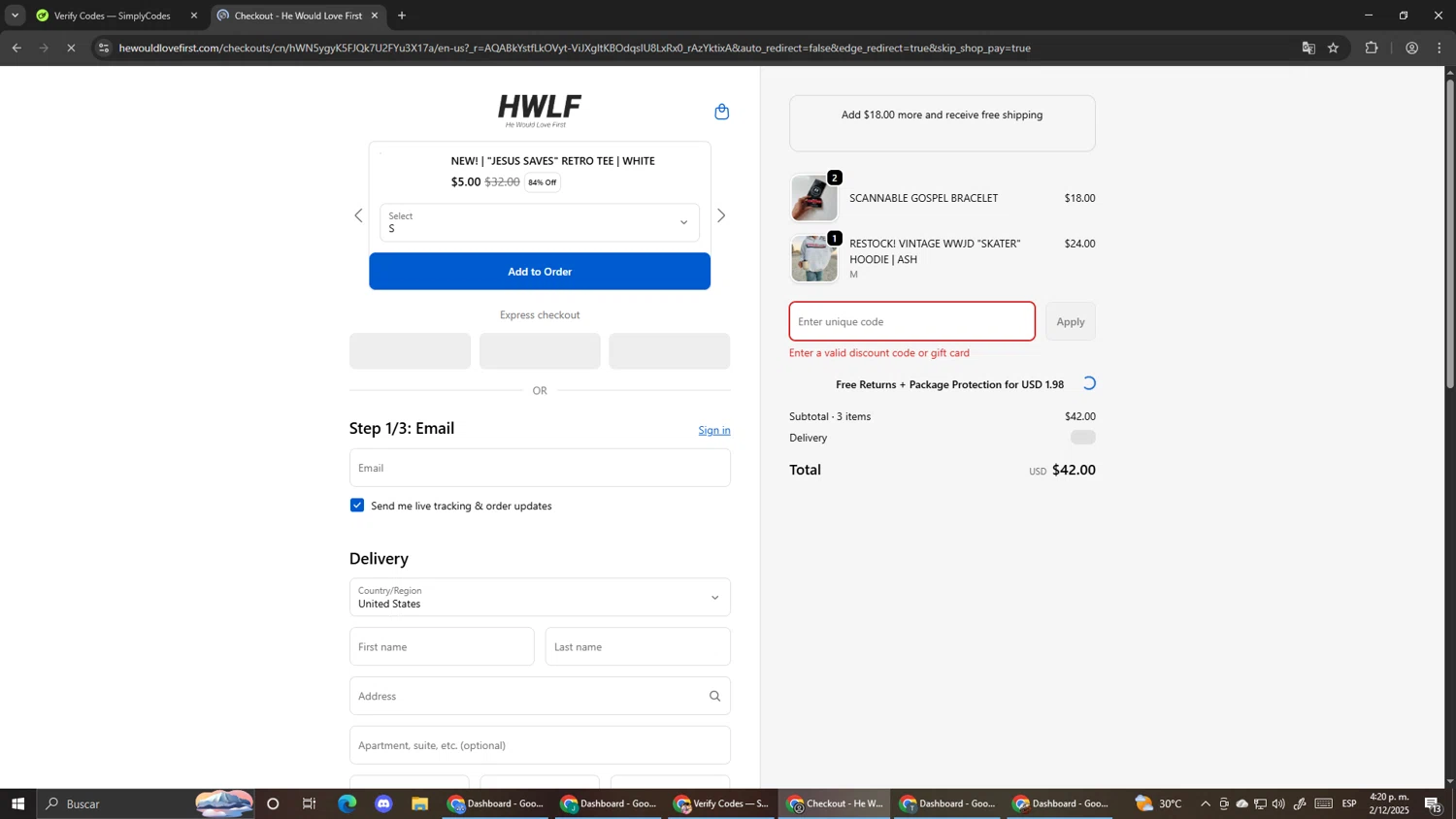 He Would Love First discount code screenshot showing code FAM20 applied at He Would Love First checkout page. Uploaded by SimplyCodes community member Pirlo420 on Dec 2, 2025