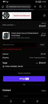 CELEBRATE25 coupon verification screenshot