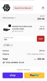 HEX coupon verification screenshot