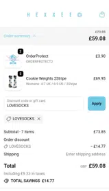 LOVESOCKS coupon verification screenshot