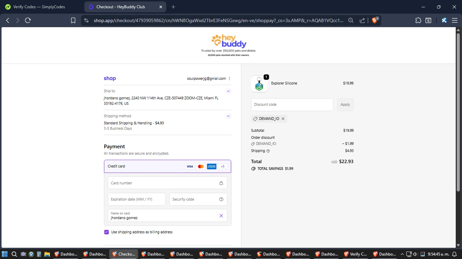 HeyBuddy checkout page showing HeyBuddy discount code box | Screenshot taken by SimplyCodes community member on Feb 4, 2026