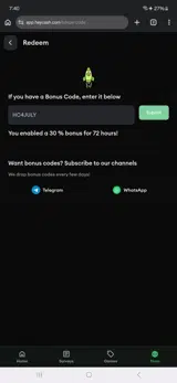 Hey Cash coupon verification screenshot