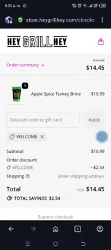 Welcome coupon verification screenshot