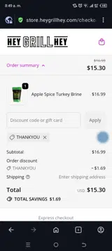 Thankyou coupon verification screenshot