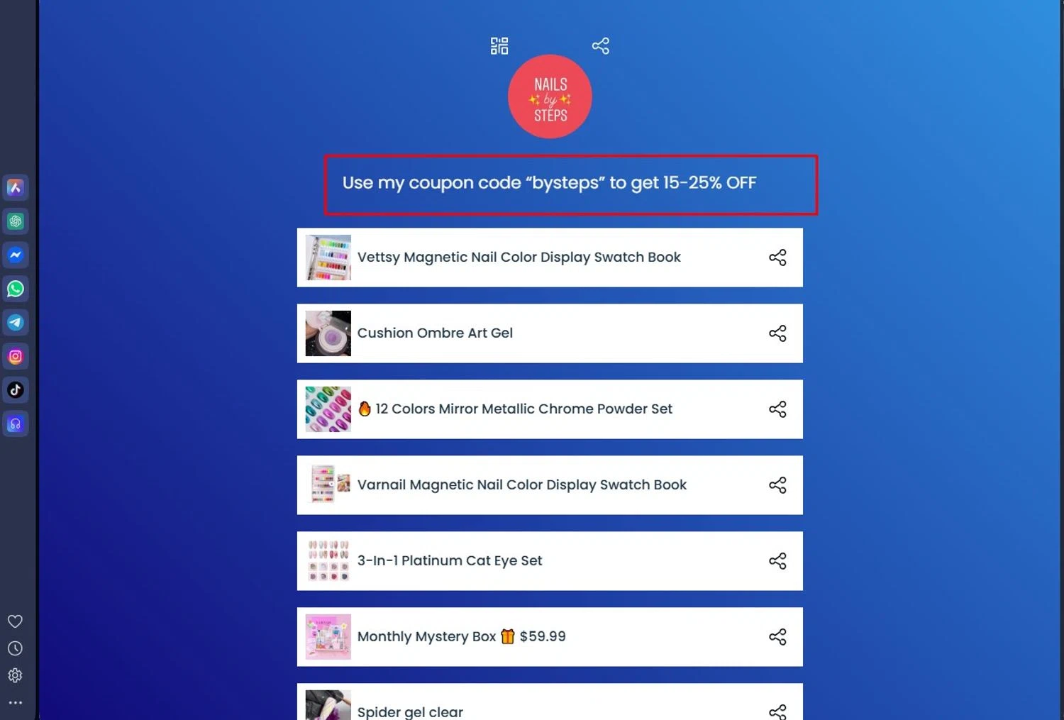 HeyLink.me promo code screenshot showing code bysteps applied at HeyLink.me checkout page. Uploaded by SimplyCodes community member andrescarreraborges on Oct 18, 2025