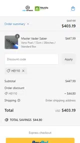 HEY10 coupon verification screenshot