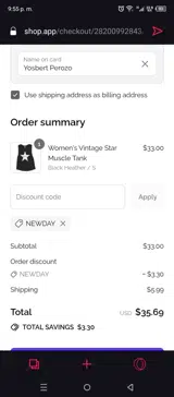 NEWDAY coupon verification screenshot