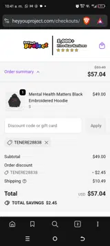 TENERE28838 coupon verification screenshot