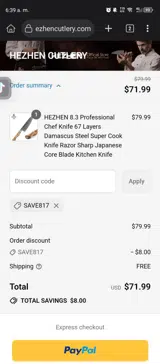 SAVE817 coupon verification screenshot