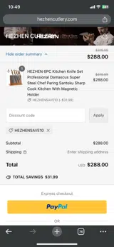 Hezhensave10 coupon verification screenshot