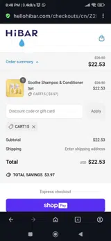 Cart15 coupon verification screenshot