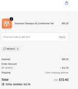 MOM15 coupon verification screenshot