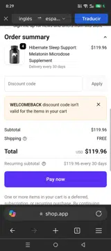 WELCOMEBACK coupon verification screenshot