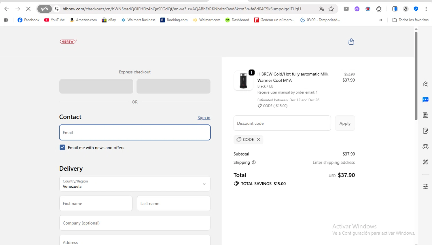HiBREW discount code screenshot showing code code applied at HiBREW checkout page. Uploaded by SimplyCodes community member FrancyB on Nov 28, 2025