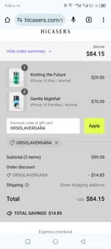 ORSOLAVERGARA coupon verification screenshot