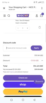 Hiccpet100 coupon verification screenshot