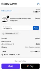 Hickory Summit coupon verification screenshot