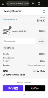 Hickory Summit coupon verification screenshot