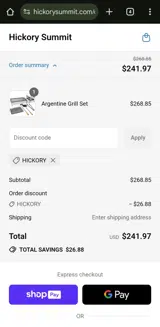 Hickory Summit coupon verification screenshot