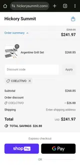 Hickory Summit coupon verification screenshot