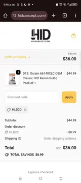 Hld20 coupon verification screenshot