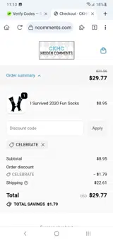 CELEBRATE coupon verification screenshot