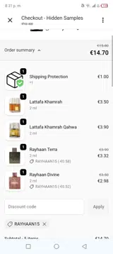 Rayhaan15 coupon verification screenshot
