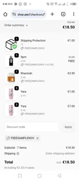 Freesamplenov coupon verification screenshot