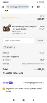 10%off coupon verification screenshot