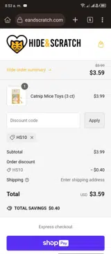 HS10 coupon verification screenshot