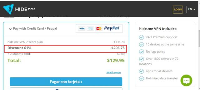 hide.me checkout page showing hide.me promo code box | Screenshot taken by SimplyCodes community member on Dec 12, 2020