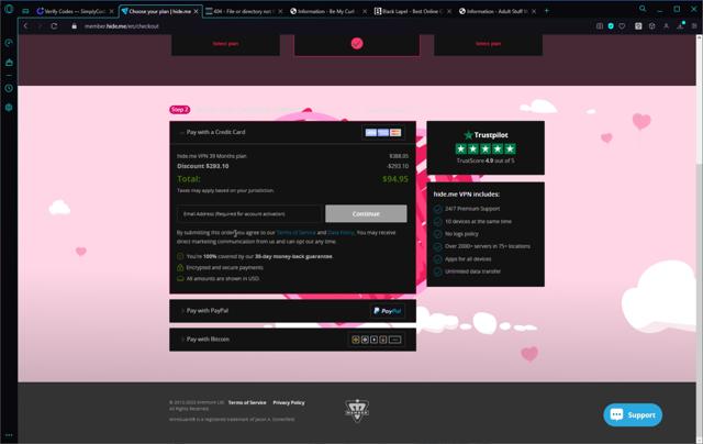 hide.me checkout page showing hide.me promo code box | Screenshot taken by SimplyCodes community member on Feb 13, 2023