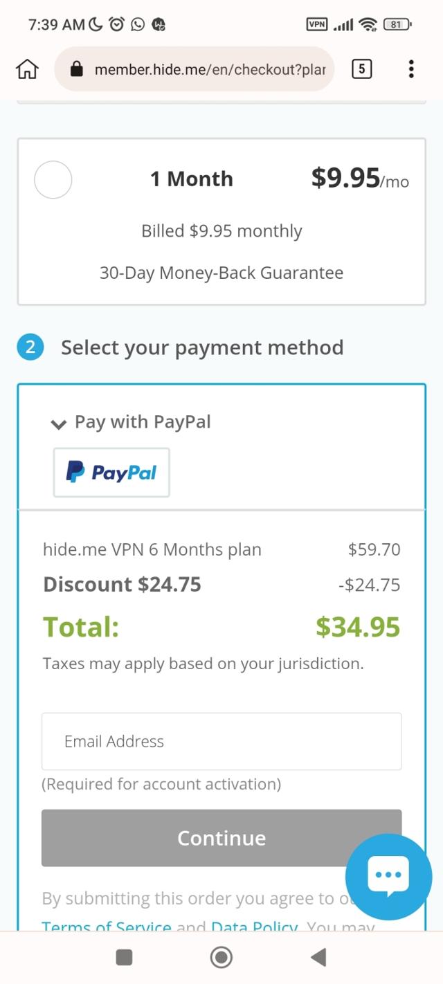 hide.me checkout page showing hide.me promo code box | Screenshot taken by SimplyCodes community member on Apr 12, 2023