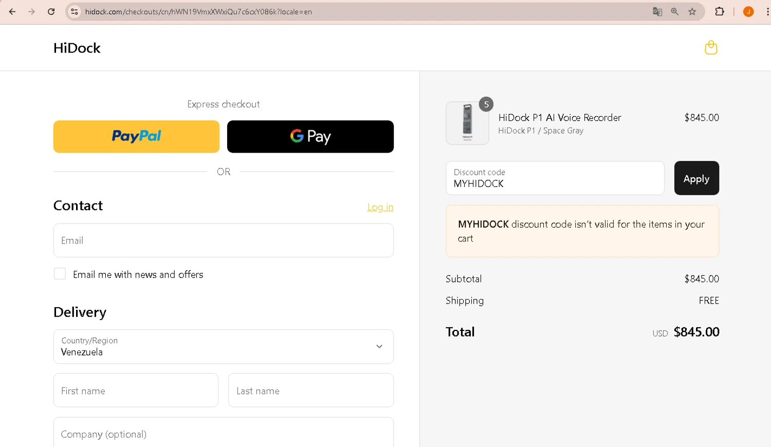 HiDock discount code screenshot showing code MYHIDOCK applied at HiDock checkout page. Uploaded by SimplyCodes community member PrimeWarden1601 on Jul 28, 2025