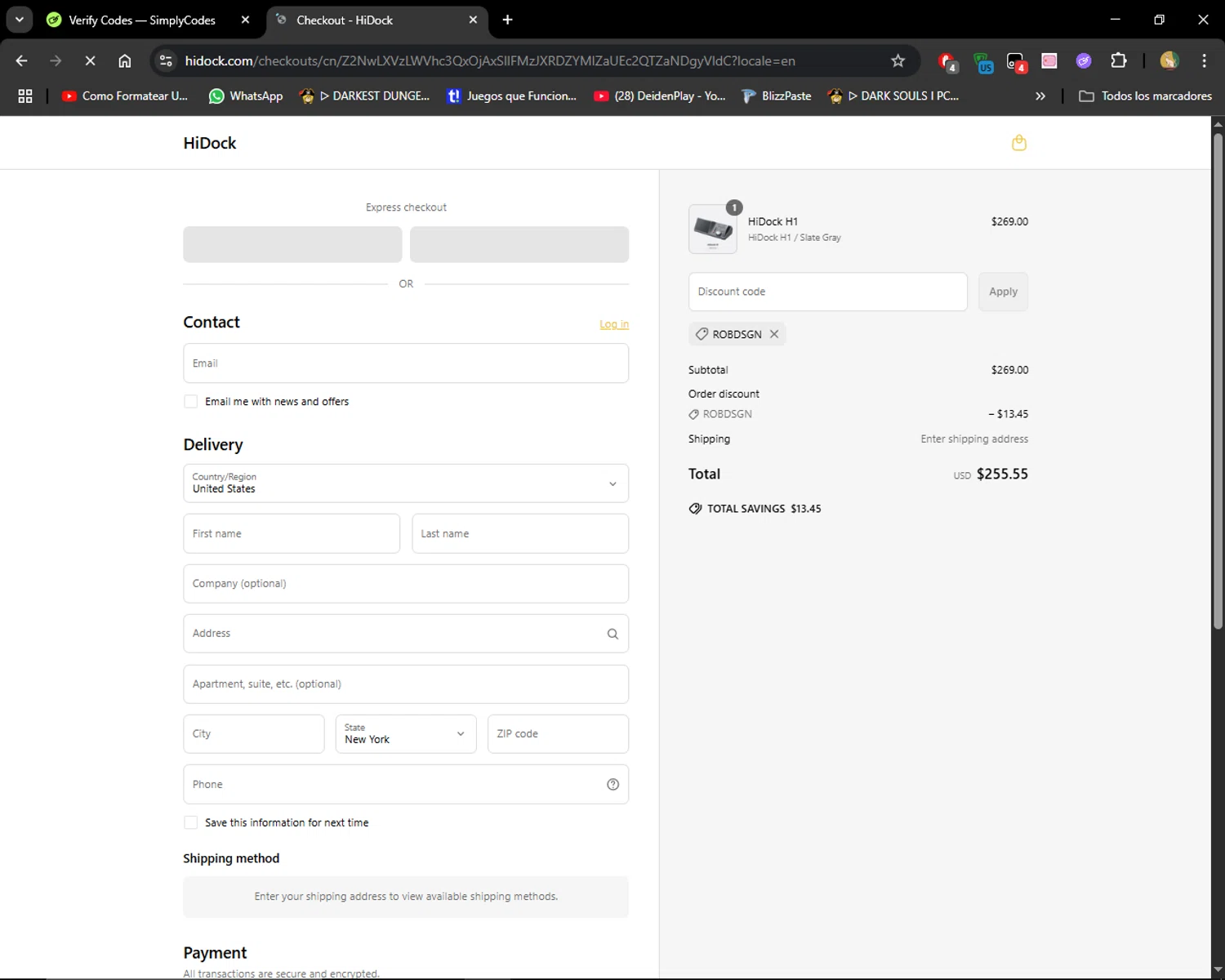 HiDock discount code screenshot showing code ROBDSGN applied at HiDock checkout page. Uploaded by SimplyCodes community member MiauMiau on Jun 23, 2025