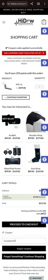 Complete20 coupon verification screenshot