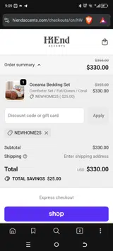 NEWHOME25 coupon verification screenshot